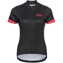 ODLO ESSENTIAL ODLO PRINT STAND-UP COLLAR S/S FZ W BLACK/PARADISE PINK 22