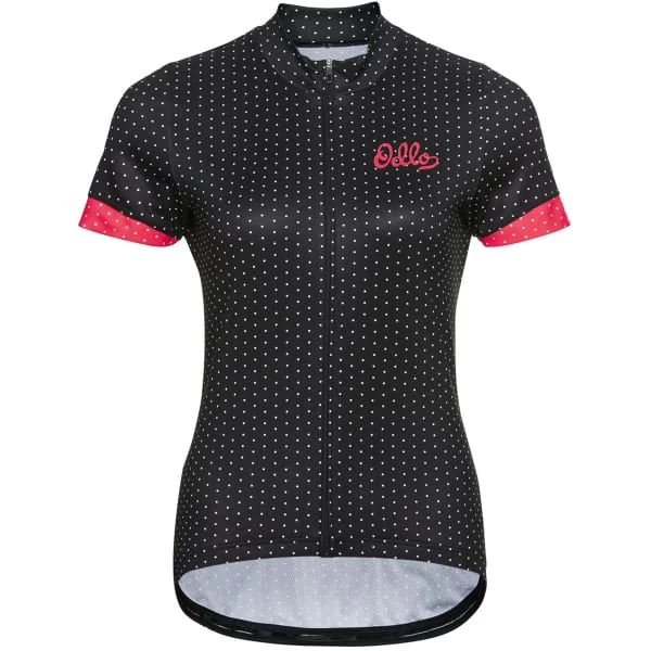 ODLO ESSENTIAL ODLO PRINT STAND-UP COLLAR S/S FZ W BLACK/PARADISE PINK 22 1 ODLO ESSENTIAL ODLO PRINT STAND-UP COLLAR S/S FZ W BLACK/PARADISE PINK 22