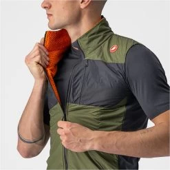 CASTELLI UNLIMITED PUFFY VEST GREEN KAKI/DARK GREY 22 11 CASTELLI UNLIMITED PUFFY VEST GREEN KAKI/DARK GREY 22 -L'art de l'équipement du cyclisme. 9 108360 unlimited puffy vert kaki gris fonce 4522010 316 06