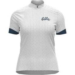 ODLO ESSENTIAL ODLO PRINT STAND-UP COLLAR S/S FZ W WHITE - BLUE WING TEAL 23